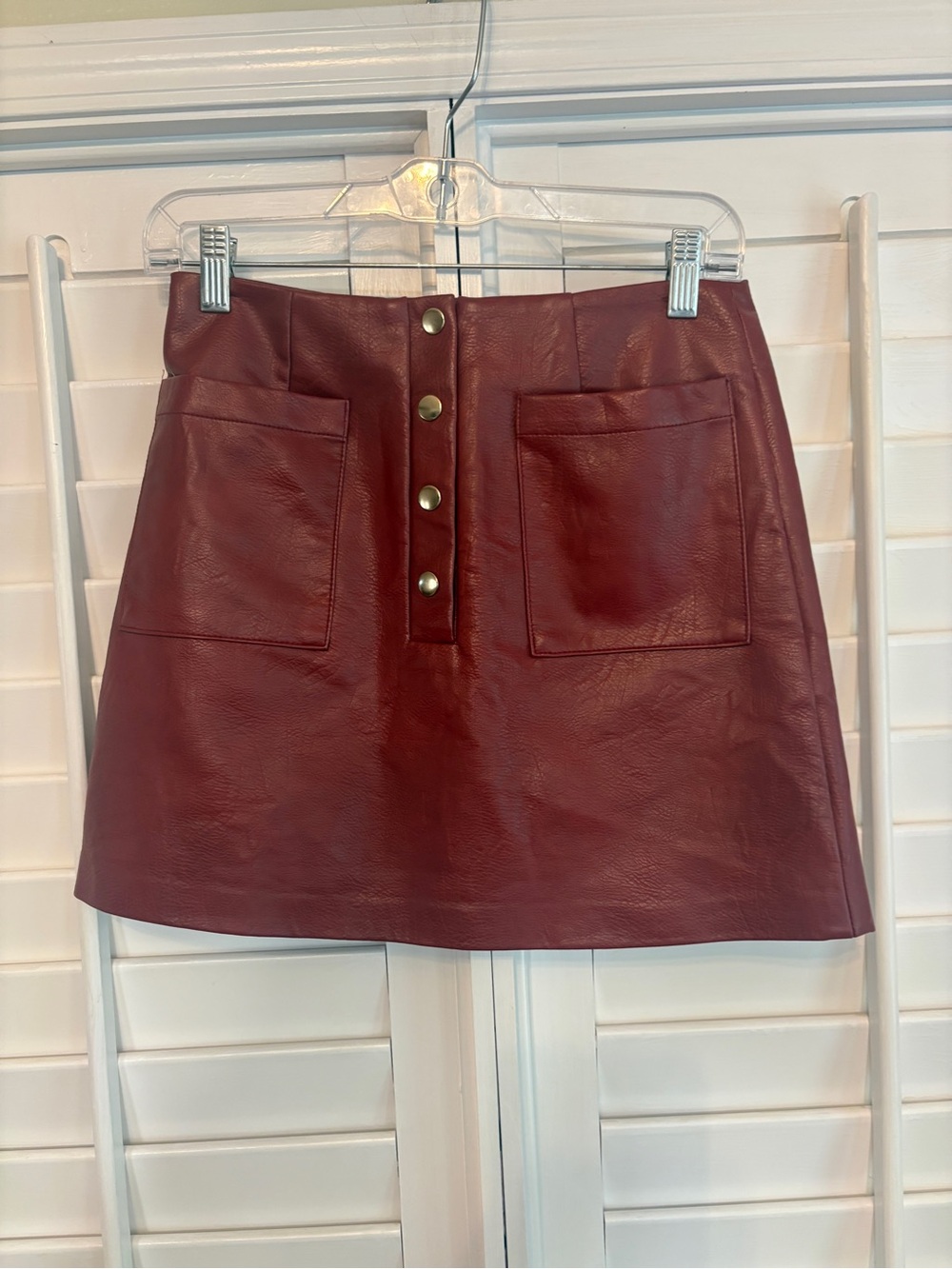 Forever 21 Red Faux Leather Mini Skirt Size Small